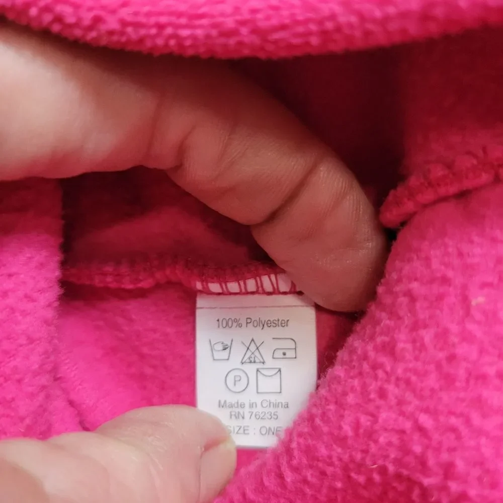 Pink fleece beanie hat 6-10